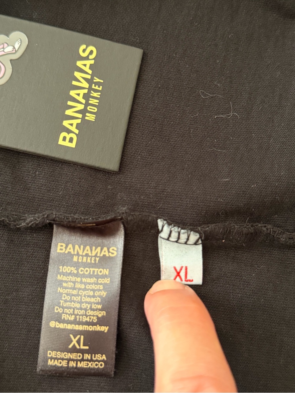 NWT Bananas Monkey Black Graphic T-Shirt XL 100% Cotton Oversized Unisex - Picture 4 of 7